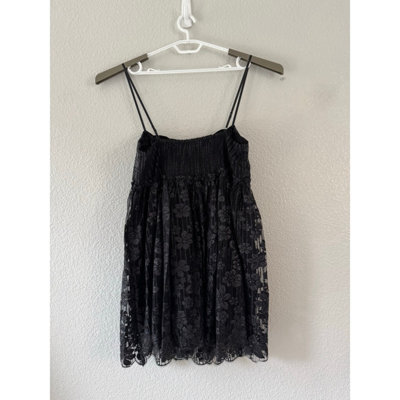 Free People All That Glitters Lace Mini Dress Black Goth Fairy Grunge Large NWOT - Picture 3 of 10